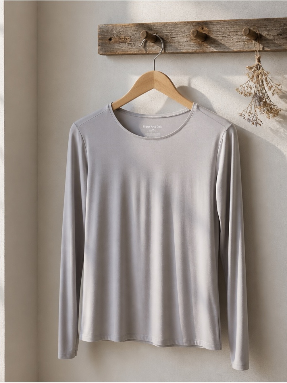 Frank And Oak Light Gray Long Sleeve Tee